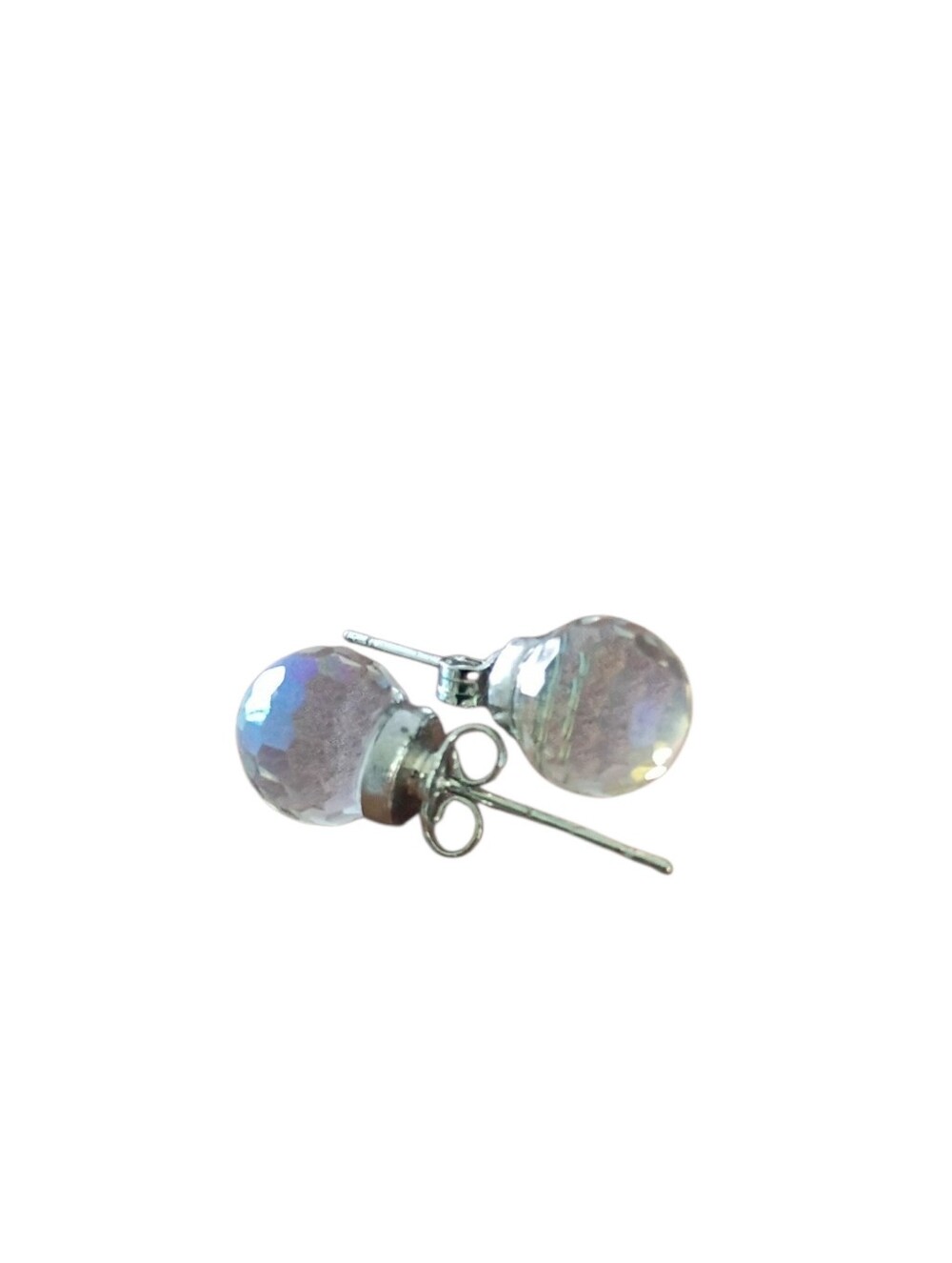 Sterling Silver and Crystal Disco Ball Stud Earrings